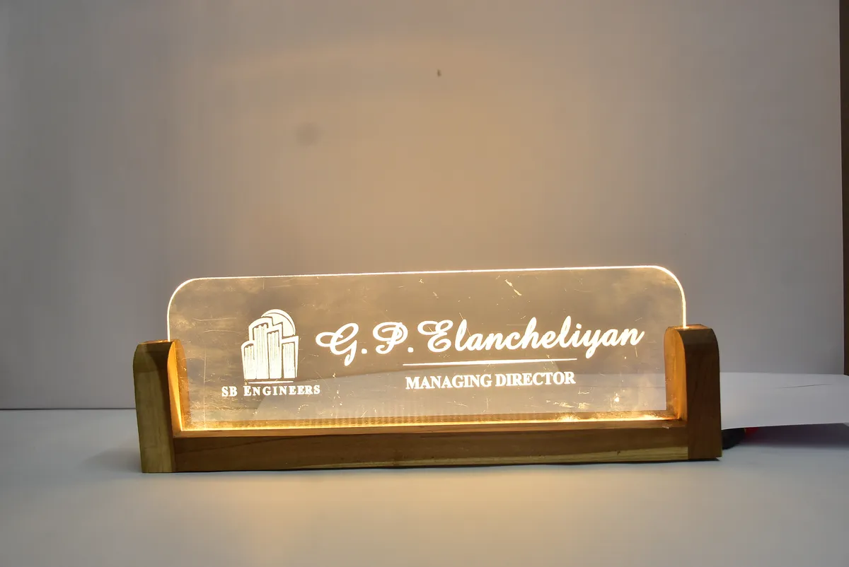 Illuminated Wooden Nameplate 3