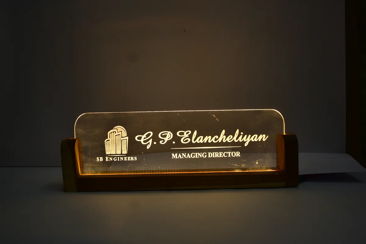 Illuminated Wooden Nameplate 4